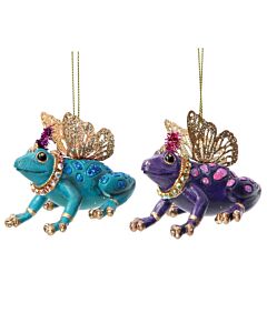 Gisela Graham Frog w Metal Wings Decoration x2